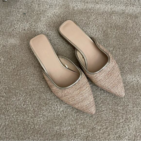 New Ann Taylor Woven Cream Point Toe Mule Flats - Picture 5 of 7